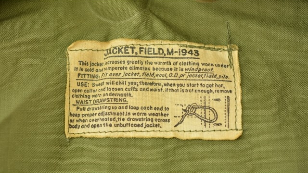 Tag of a M-43 field jacket.